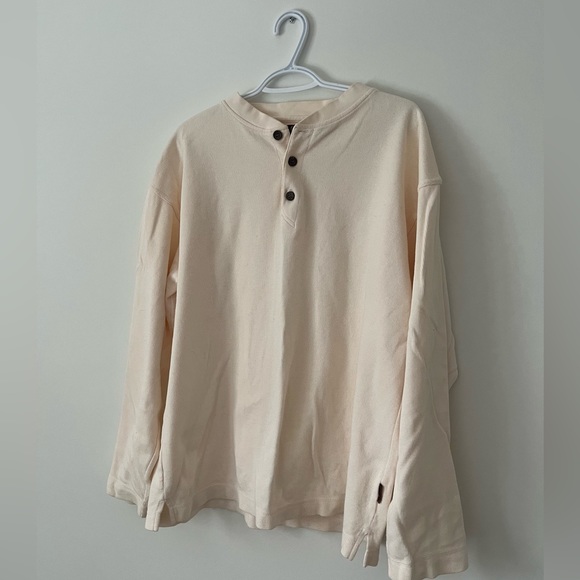 Cotton henley men’s loungewear cream - Picture 3 of 6